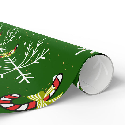 Christmas Candy Cane & Snowflake Wrapping Paper Roll