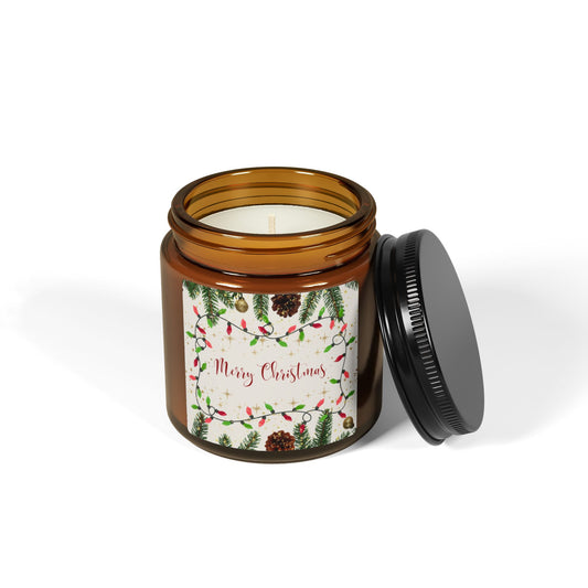 Christmas Pine Scented Soy Candle — Amber Jar