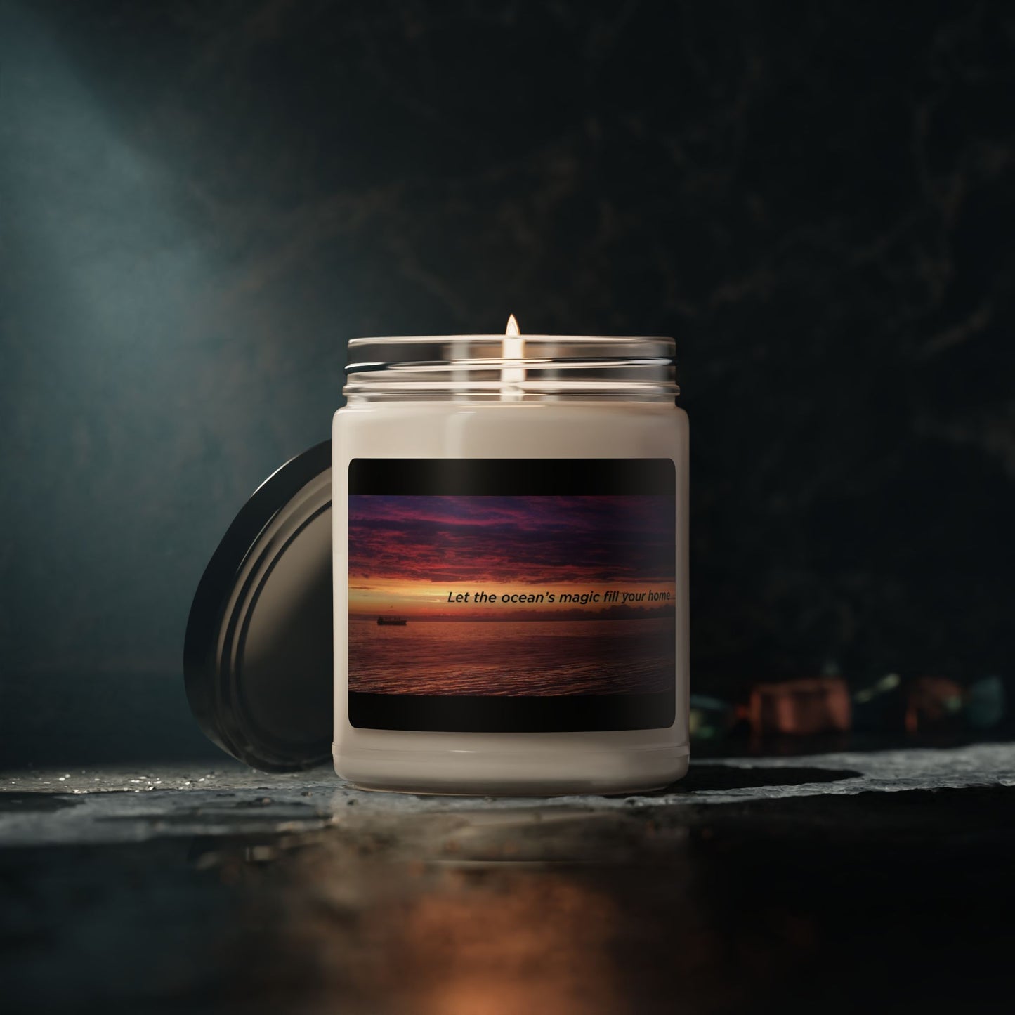 Ocean Sunset Scented Soy Candle — "Let the ocean’s magic fill your home" (9oz)