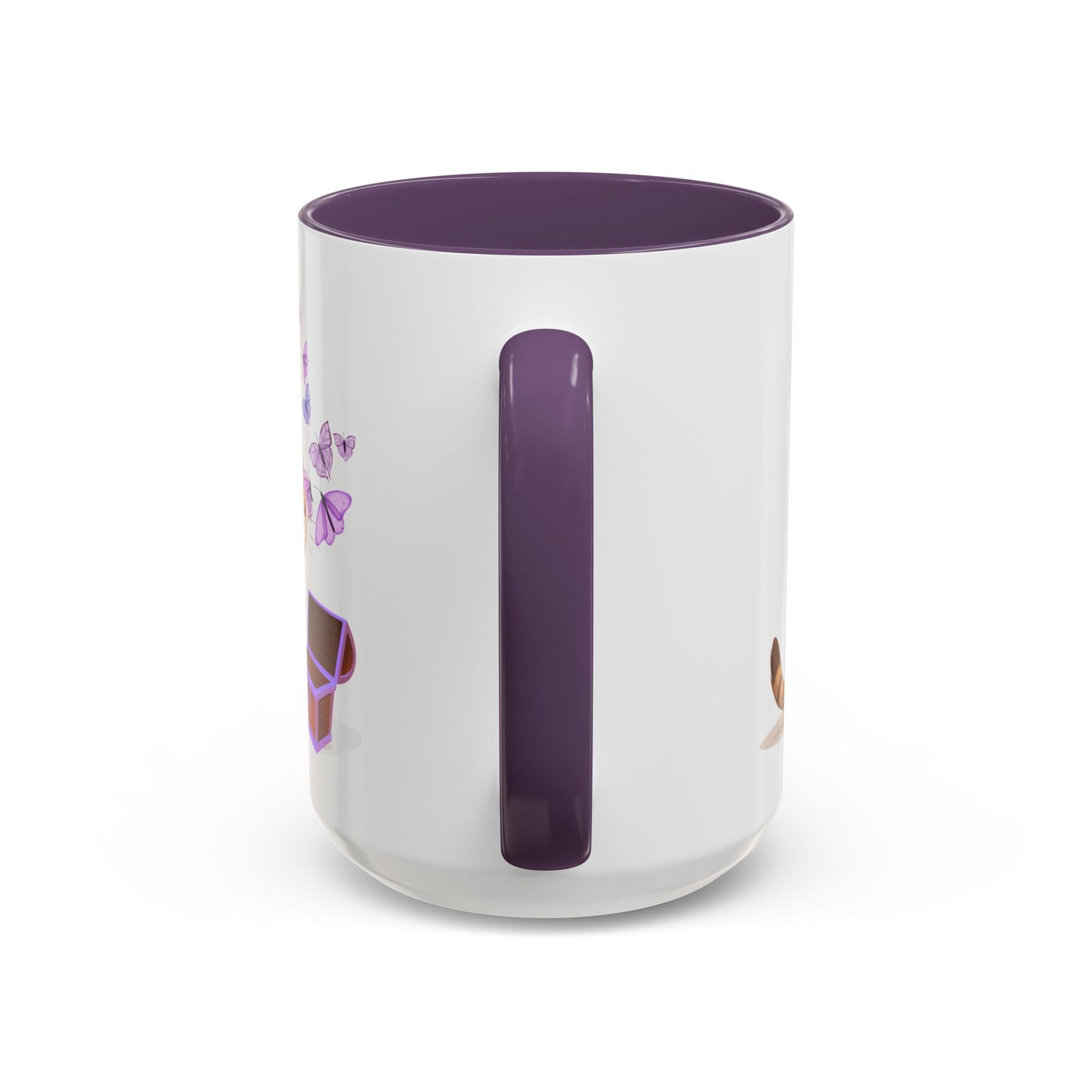 Cute Tabby Cat & Butterflies Accent Coffee Mug (11/15oz)