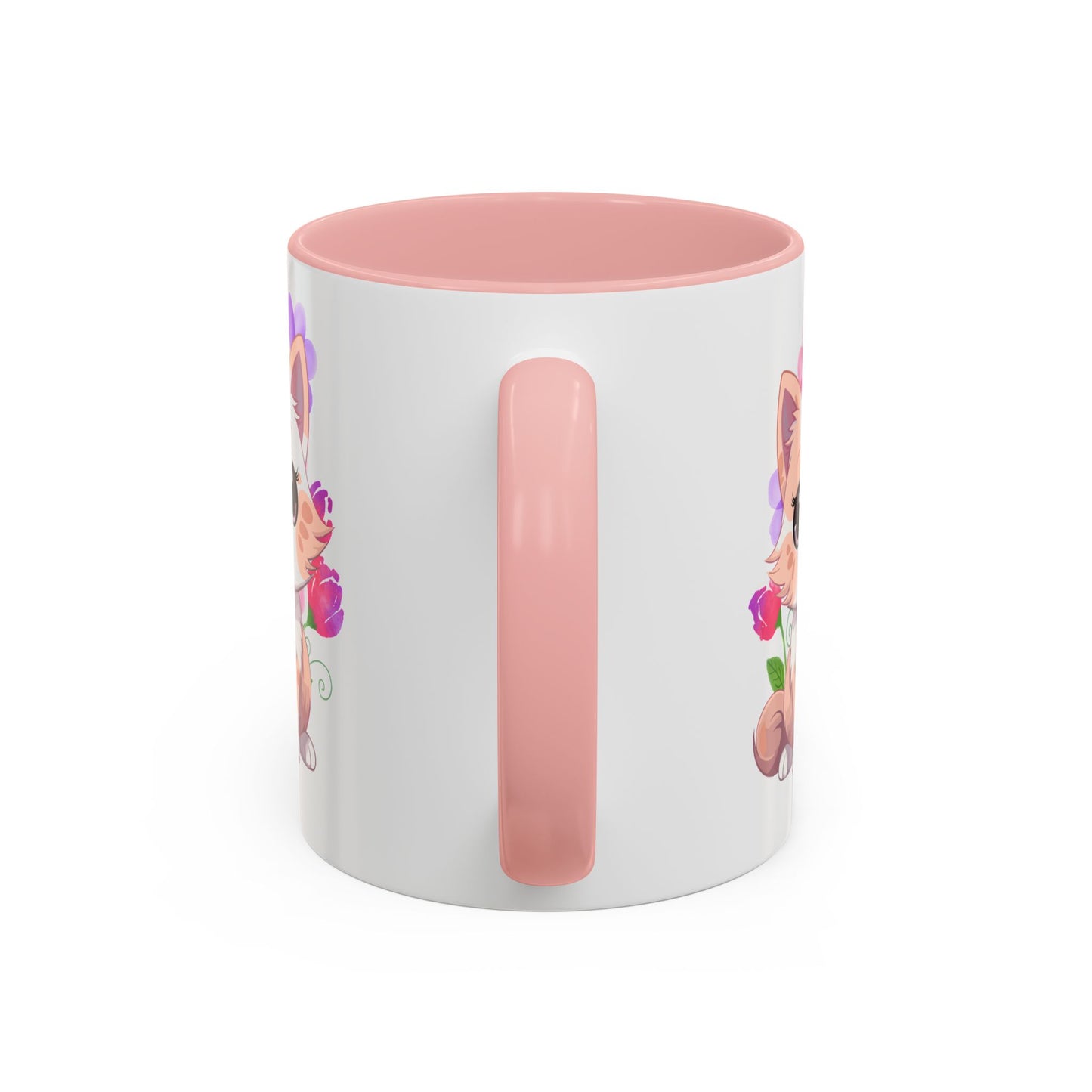 Cute Floral Kitten Accent Coffee Mug