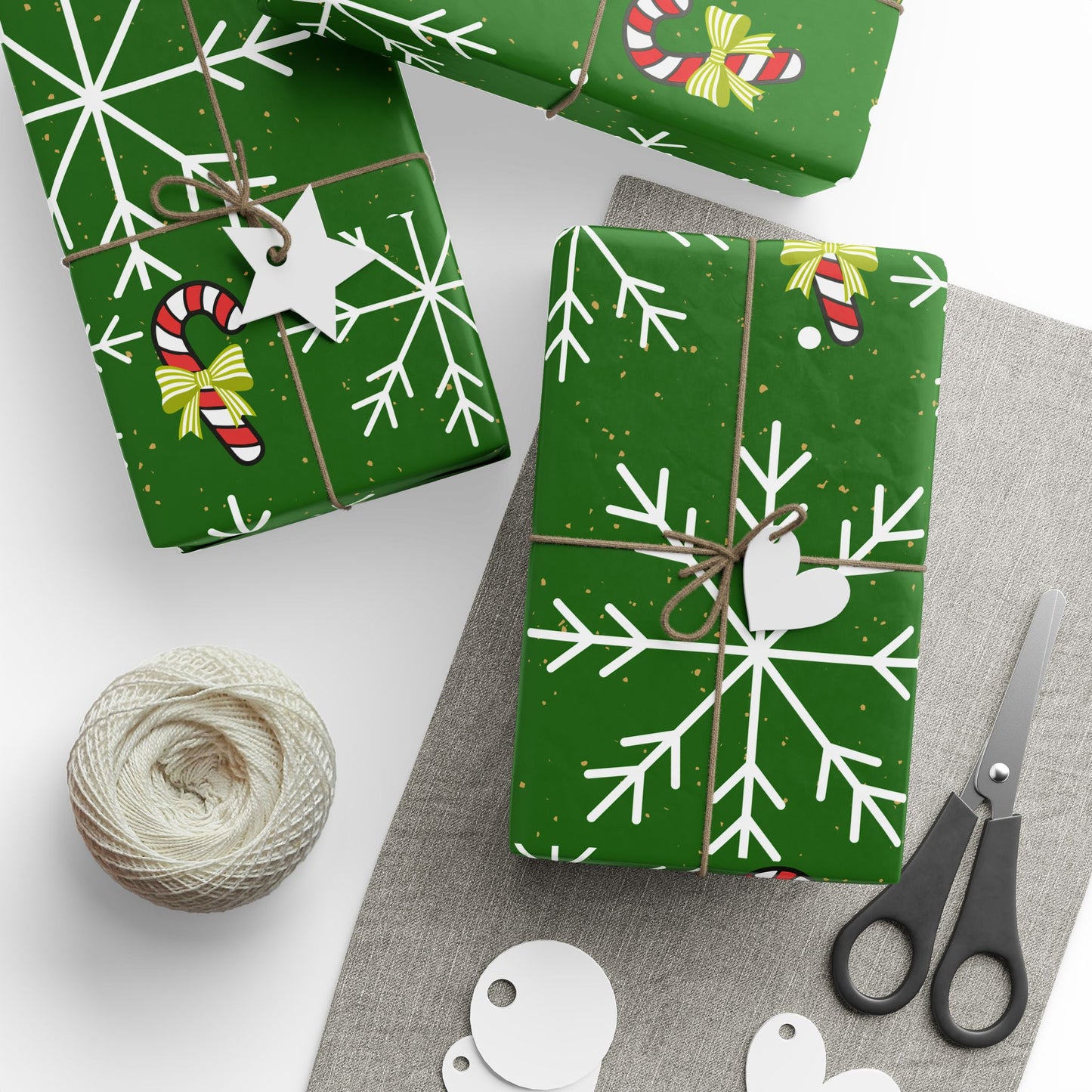 Christmas Candy Cane & Snowflake Wrapping Paper Roll