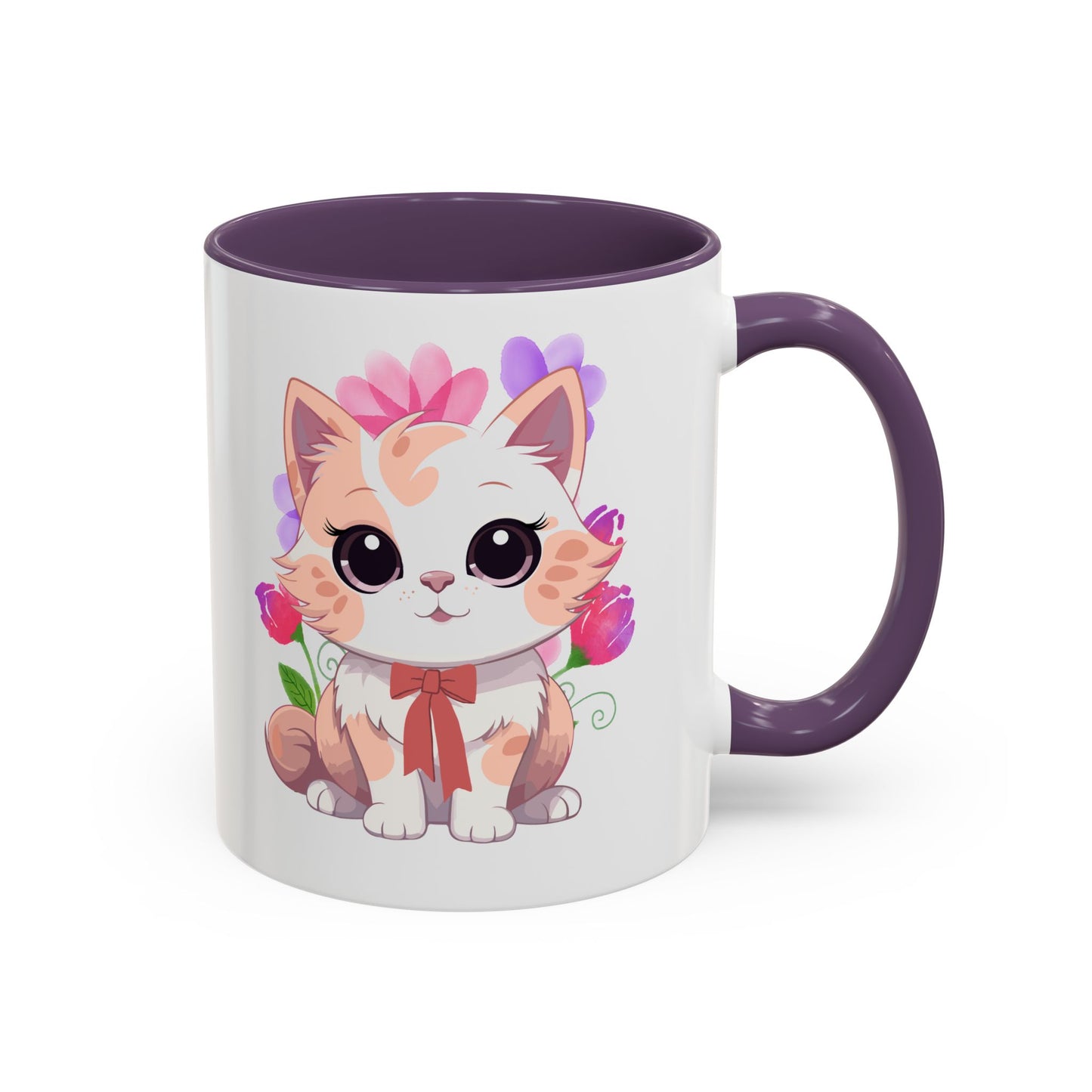 Cute Floral Kitten Accent Coffee Mug