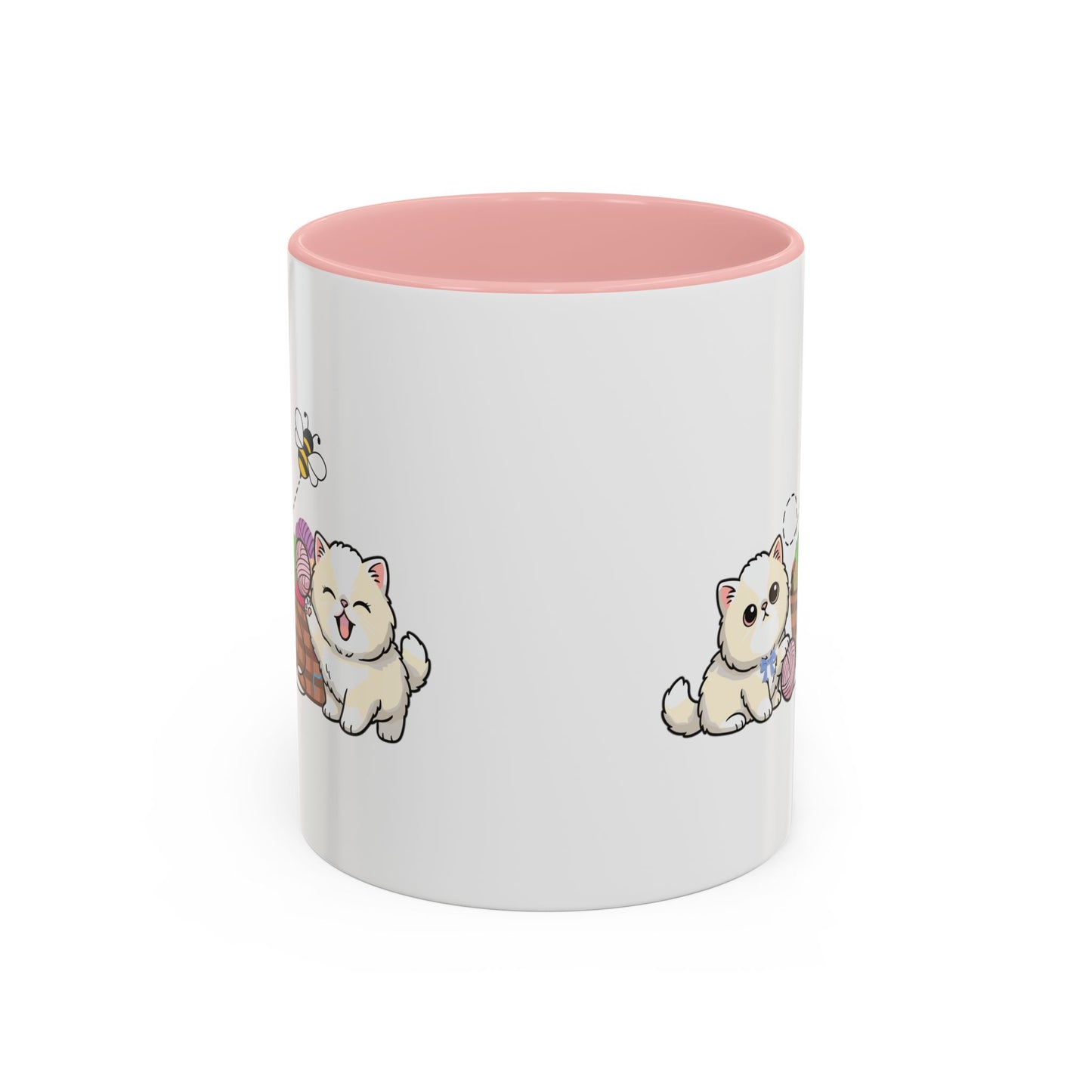 Kawaii Kittens & Yarn Accent Coffee Mug