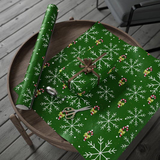 Christmas Candy Cane & Snowflake Wrapping Paper Roll