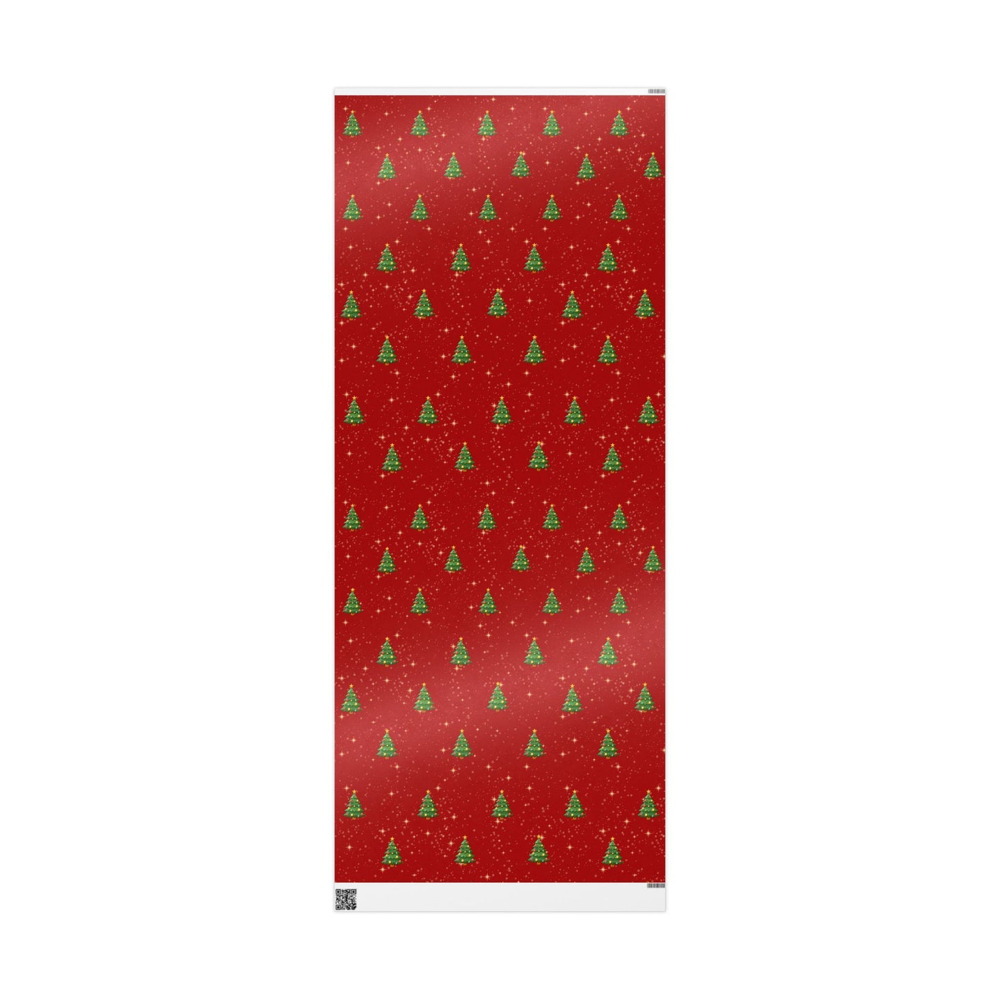 Red Holiday Gift Wrap with Sparkling Trees