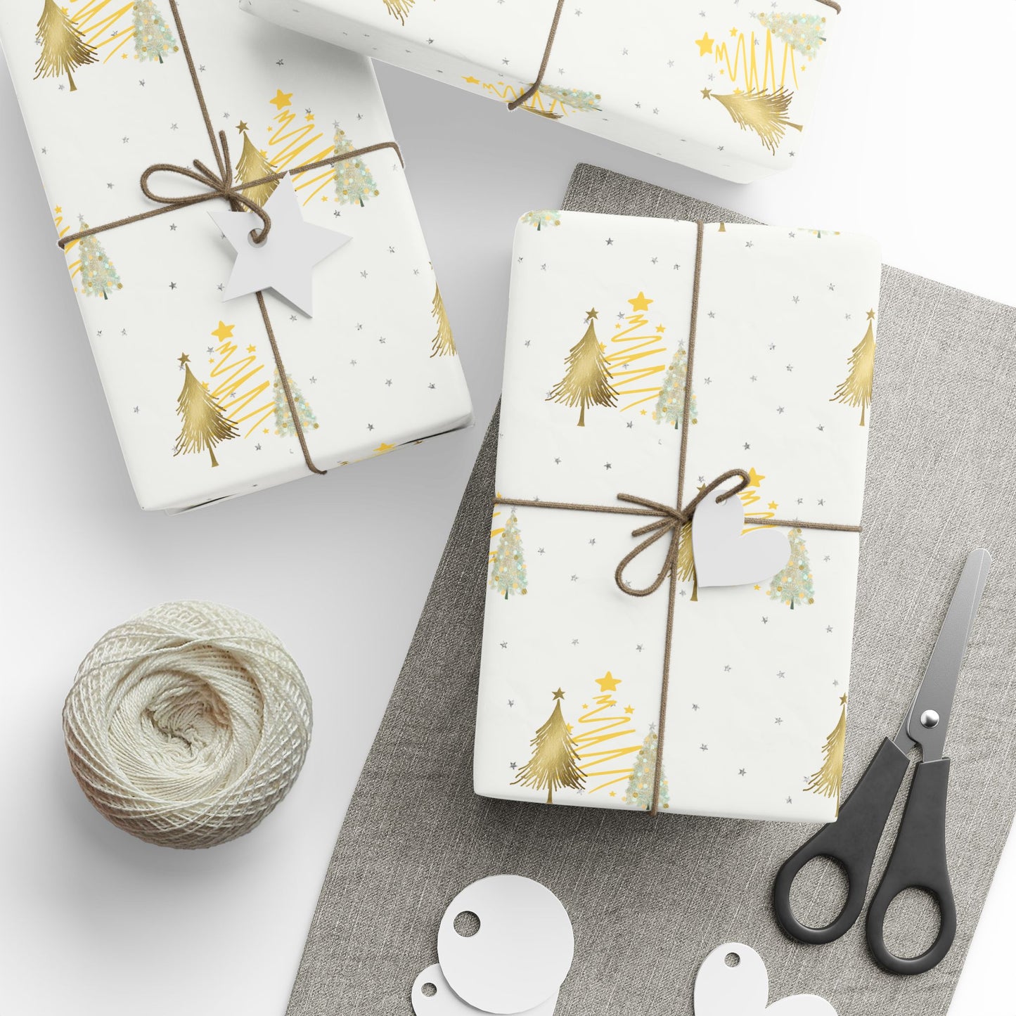 Gold Foil Christmas Tree Wrapping Paper