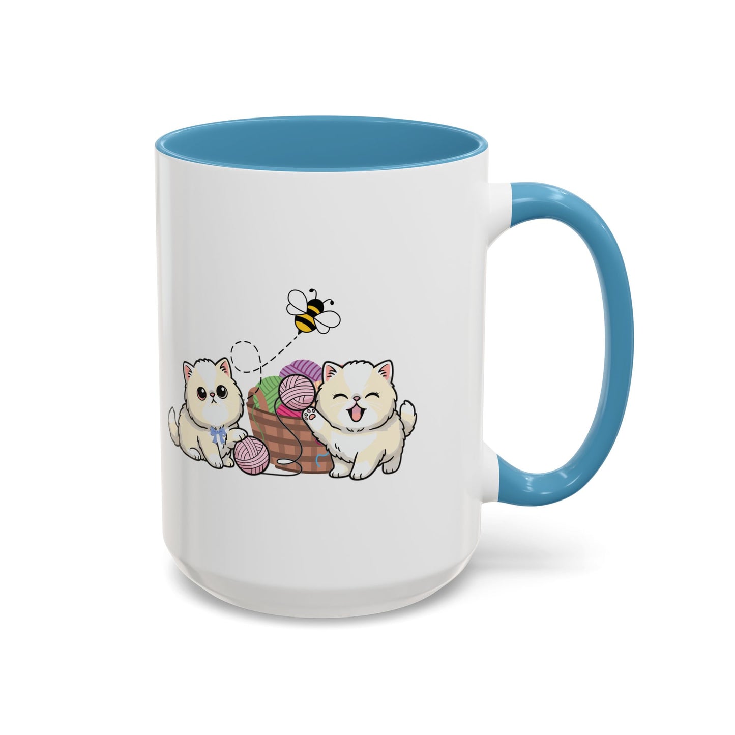 Kawaii Kittens & Yarn Accent Coffee Mug