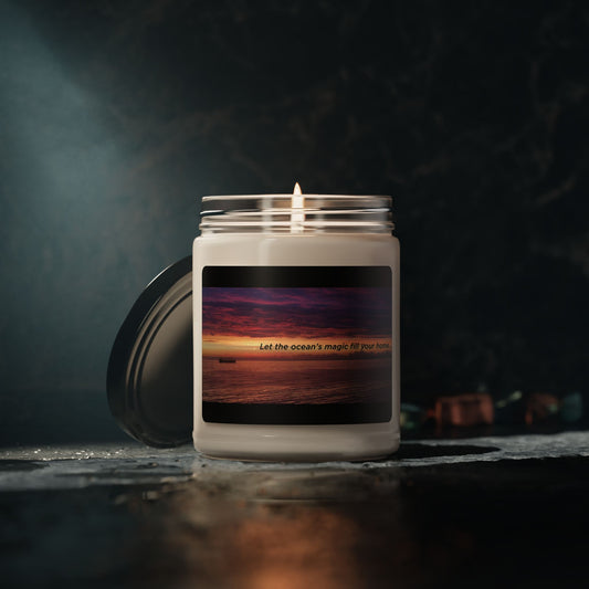 Ocean Sunset Scented Soy Candle — "Let the ocean’s magic fill your home" (9oz)