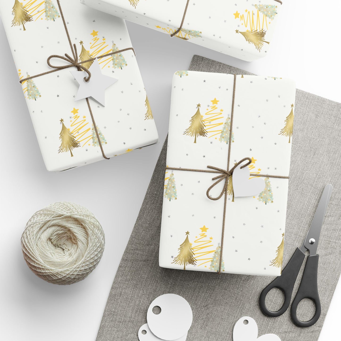 Gold Foil Christmas Tree Wrapping Paper