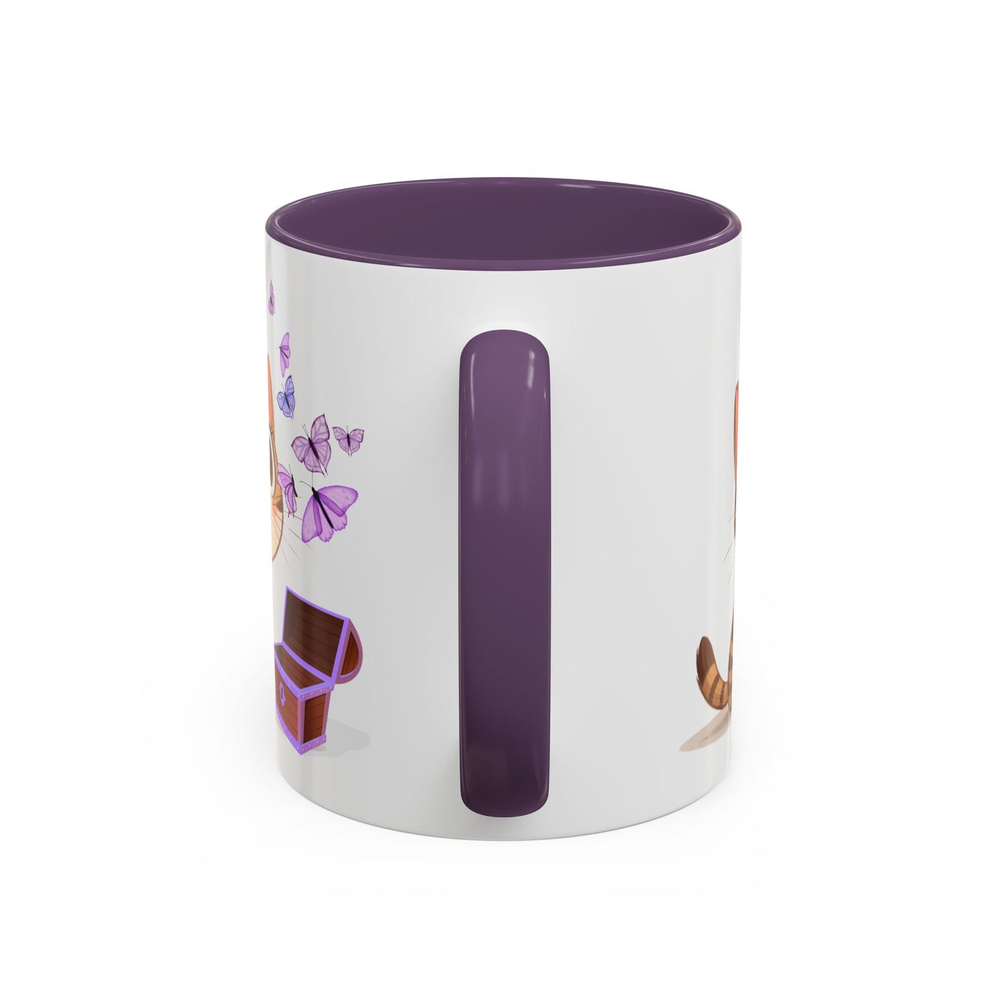 Cute Tabby Cat & Butterflies Accent Coffee Mug (11/15oz)