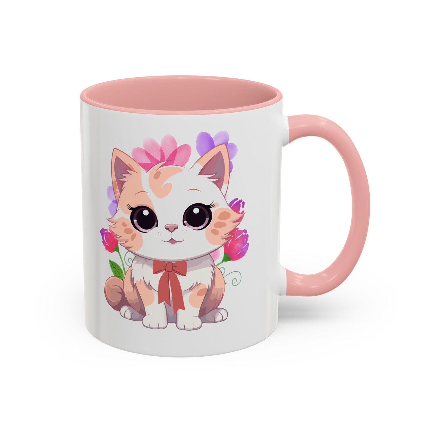 Cute Floral Kitten Accent Coffee Mug