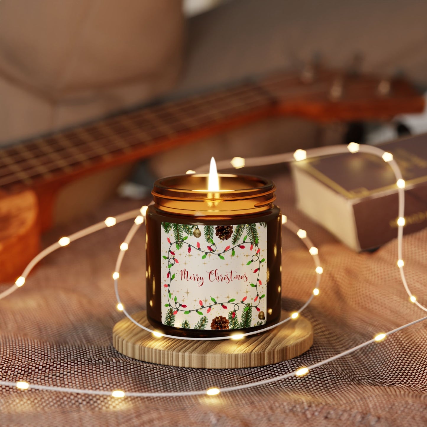 Christmas Pine Scented Soy Candle — Amber Jar