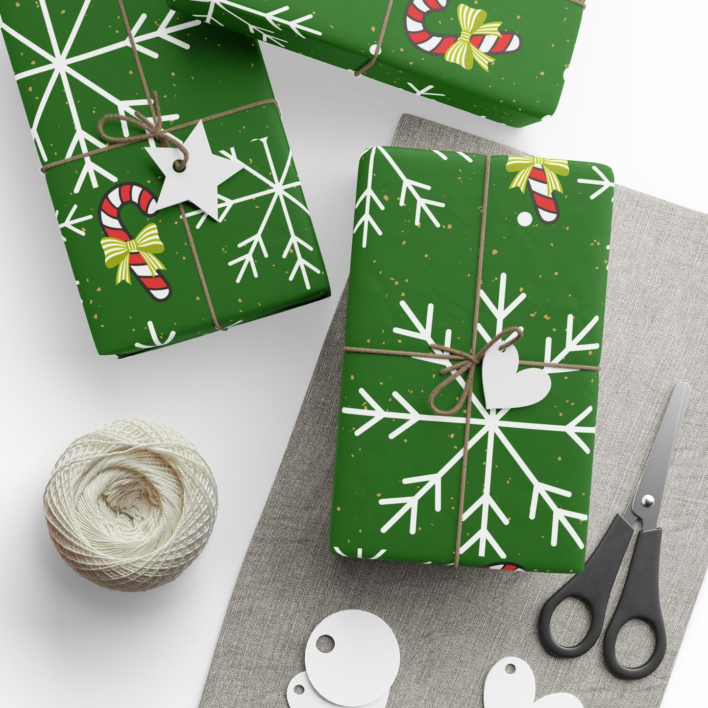 Christmas Candy Cane & Snowflake Wrapping Paper Roll