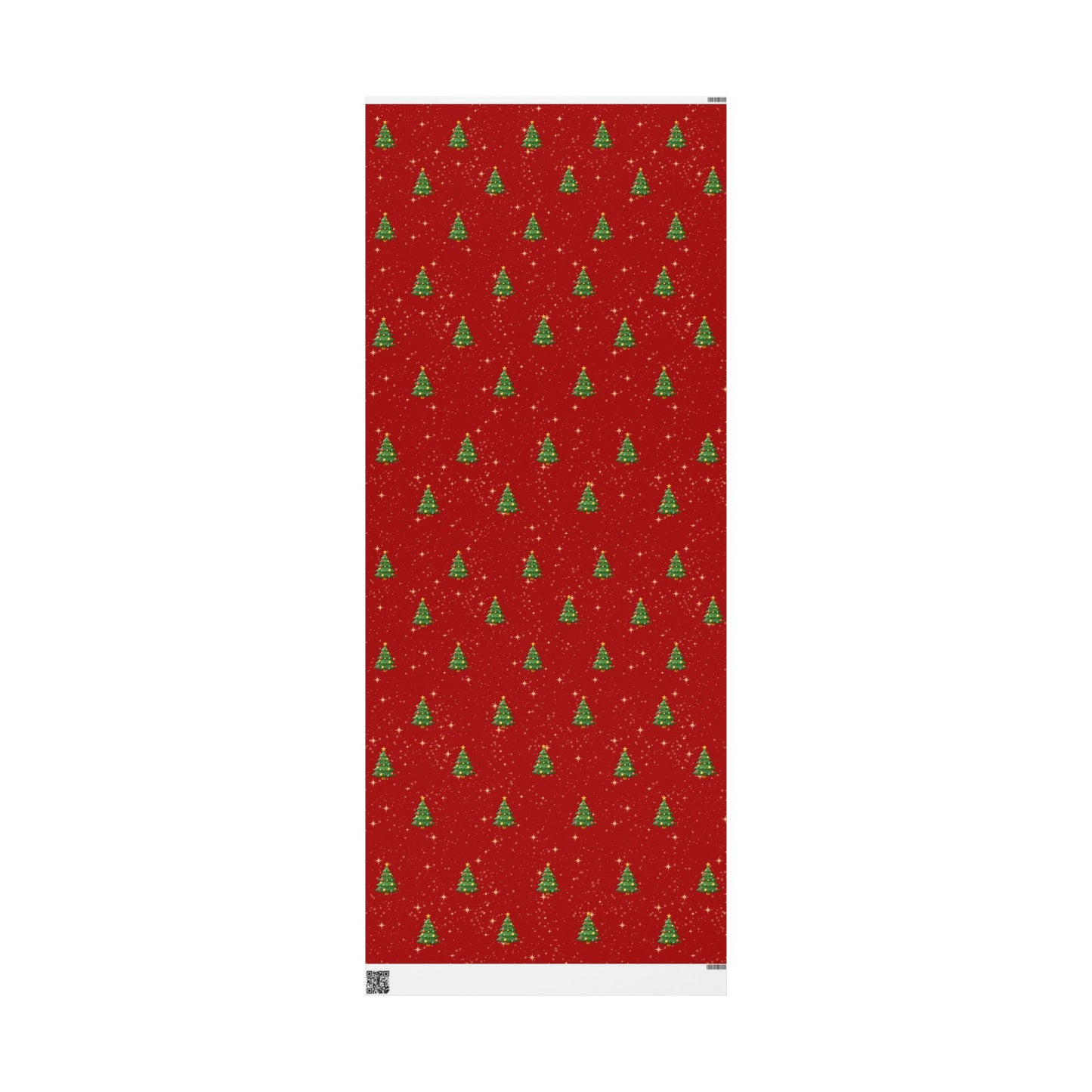 Red Holiday Gift Wrap with Sparkling Trees