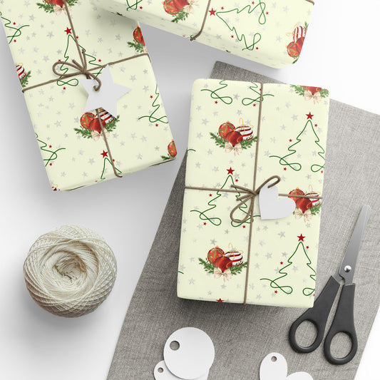 Festive Holly & Ornament Gift Wrap