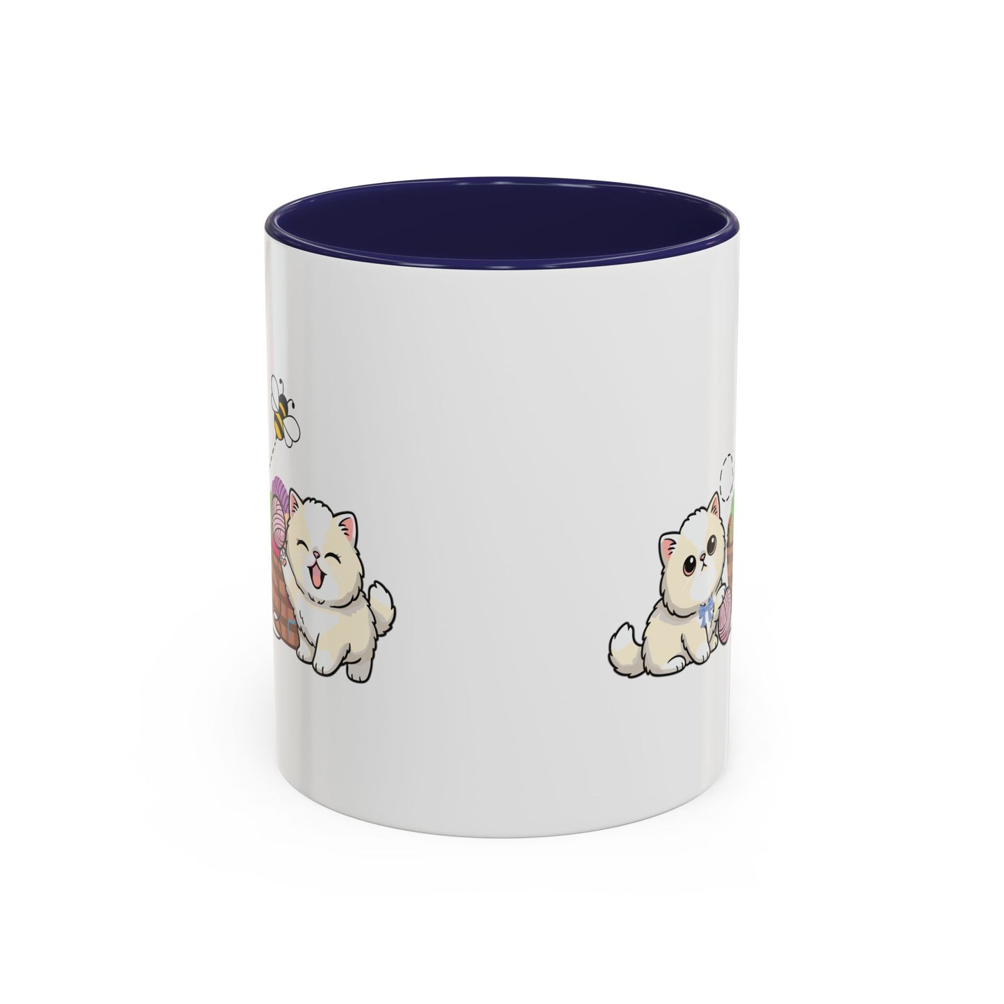 Kawaii Kittens & Yarn Accent Coffee Mug