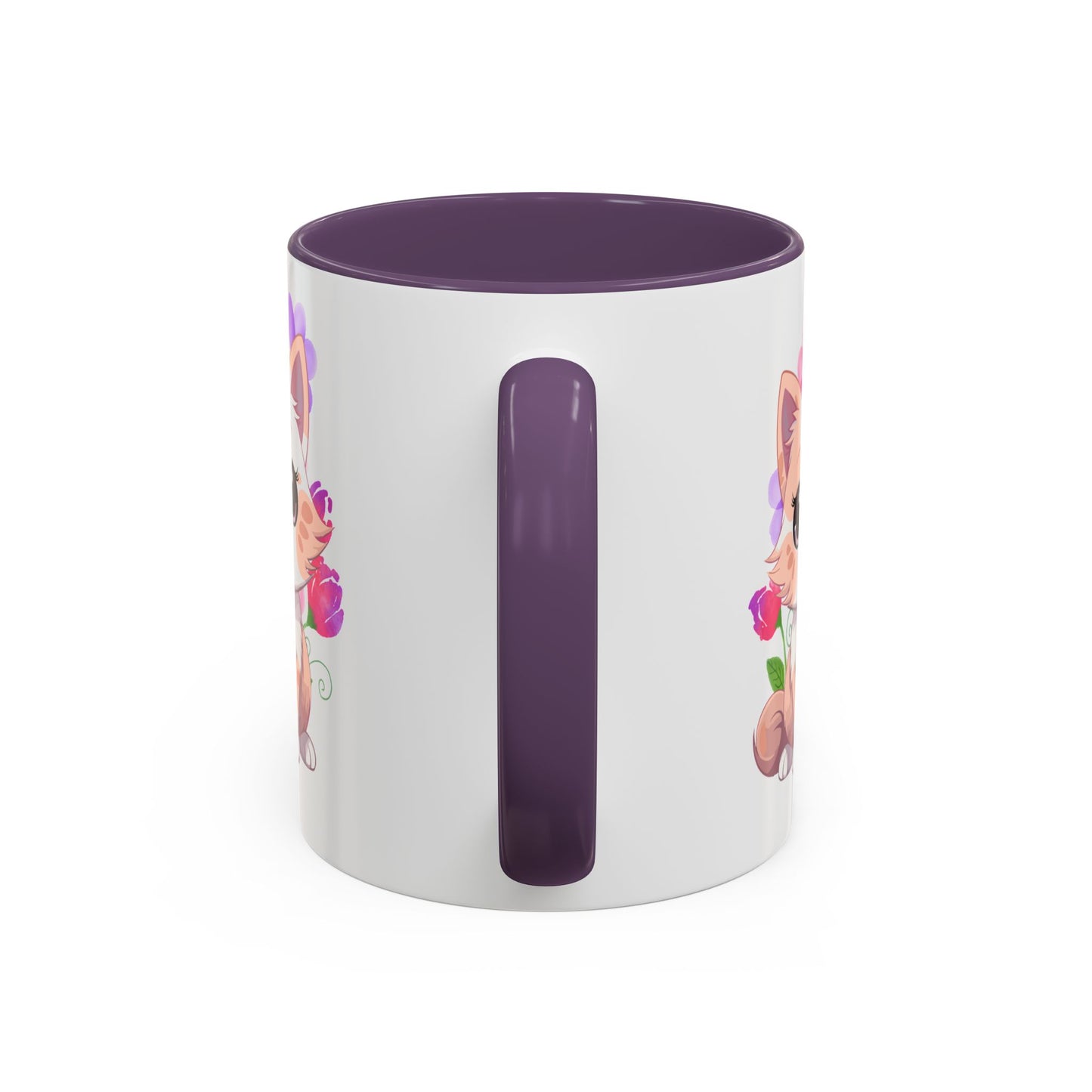 Cute Floral Kitten Accent Coffee Mug
