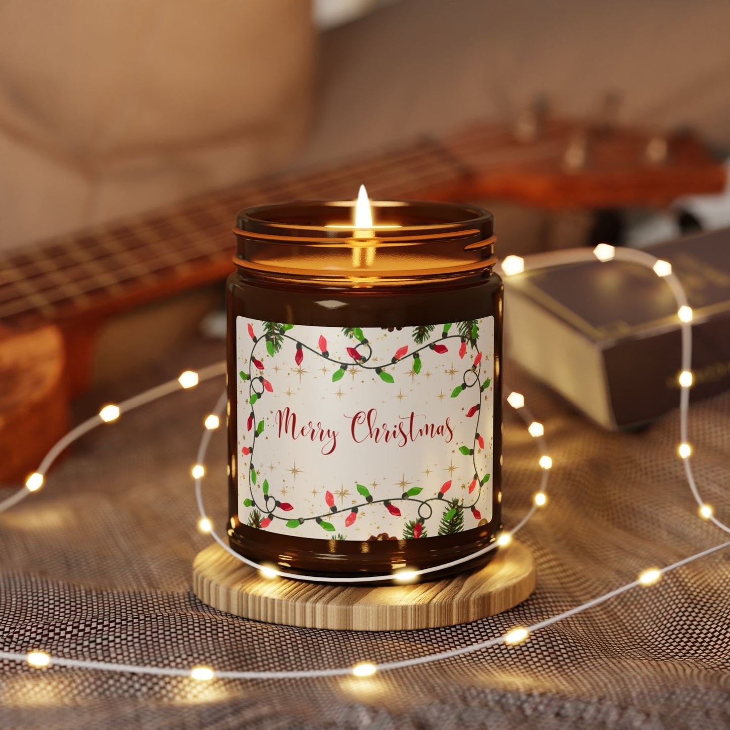 Christmas Pine Scented Soy Candle — Amber Jar